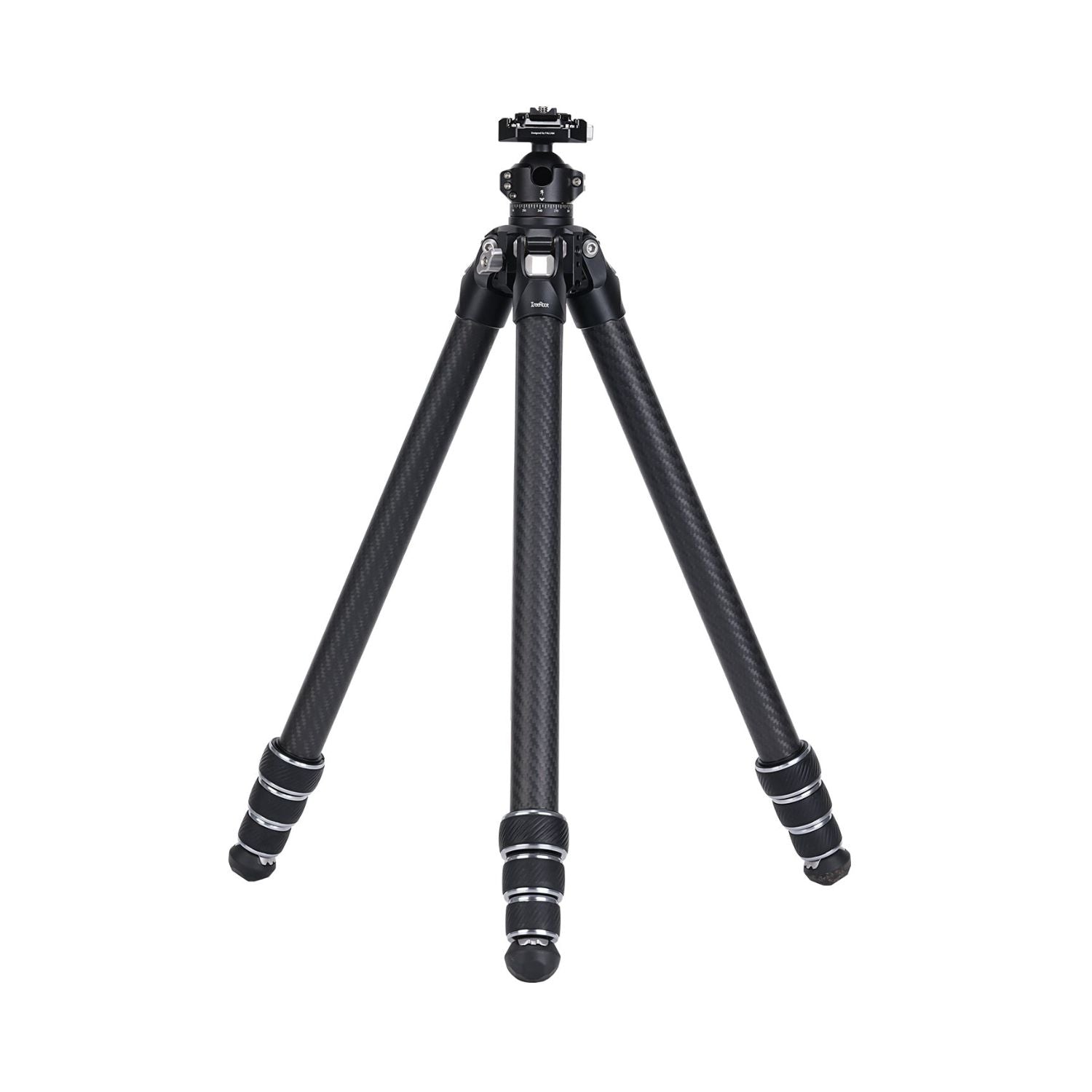 Black tripod with carbon-fiber legs and quick-mount head